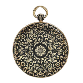 Swiss gold, enamel open faced jump hour watch Circa 1910
