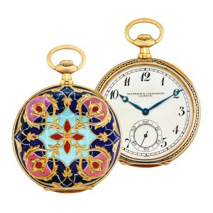 Swiss gold and colorful enamel lever pocket watch Circa 1910
