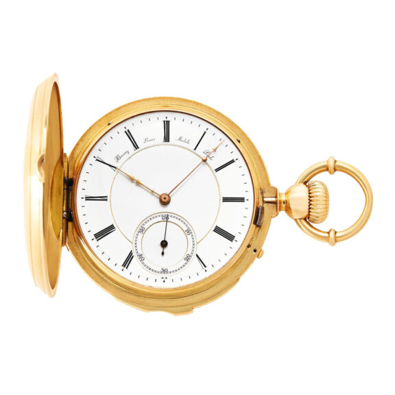 Swiss gold hunting cased repeating pocket watch Circa 1880