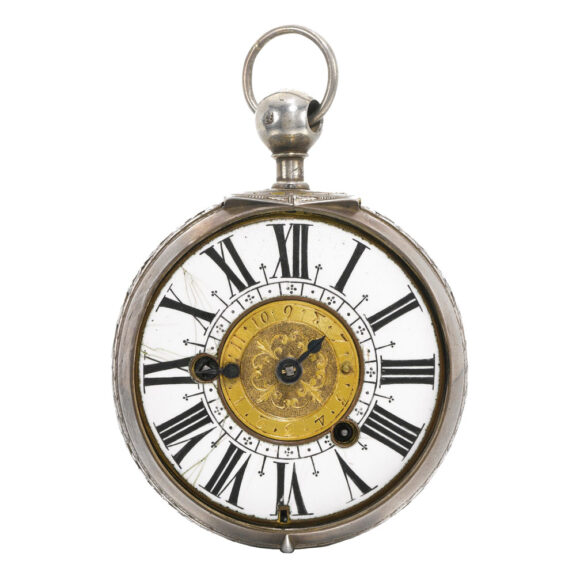 French silver single hand Oignon watch with alarm Circa 1700