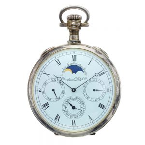 Swiss silver open faced perpetual calendar watch Circa 1997