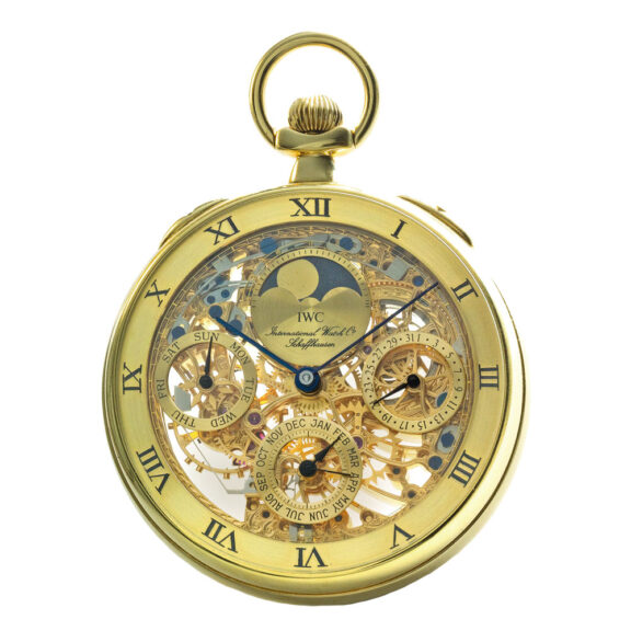 Swiss 18k gold skeletonized keyless lever watch Circa 1989