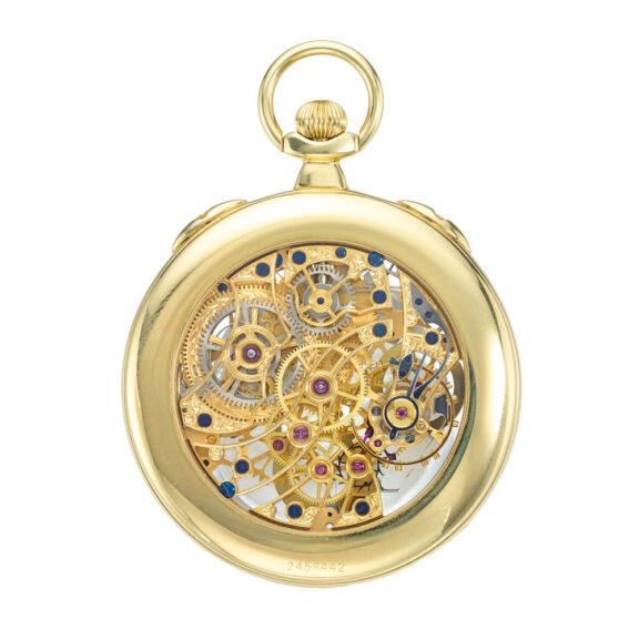 Swiss 18k gold skeletonized keyless lever watch Circa 1989 Swiss 18k gold skeletonized keyless lever watch Circa 1989