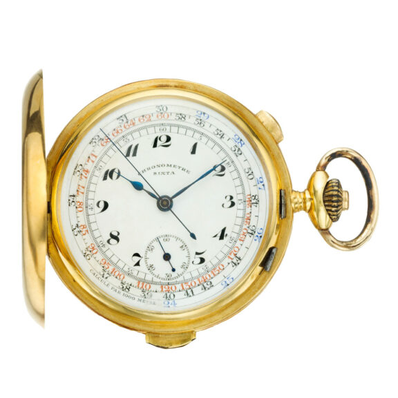 Swiss gold quarter repeater with chronograph watch Circa 1910