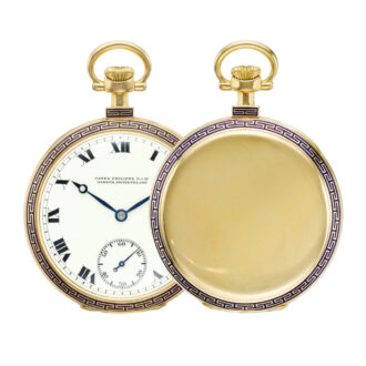Swiss gold open faced watch with Greek pattern Circa 1913