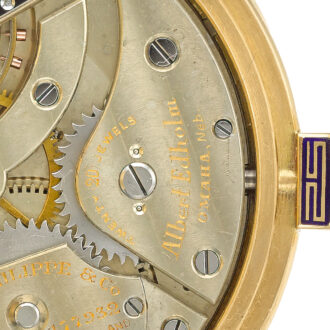 Swiss gold open faced watch with Greek pattern Circa 1913