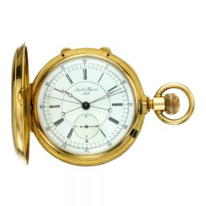 Swiss 18k gold hunting cased complicated watch Circa 1900