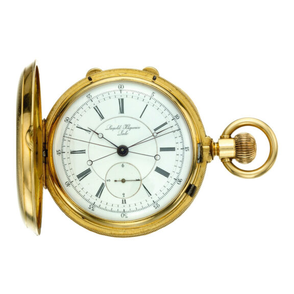 Swiss 18k gold hunting cased complicated watch Circa 1900