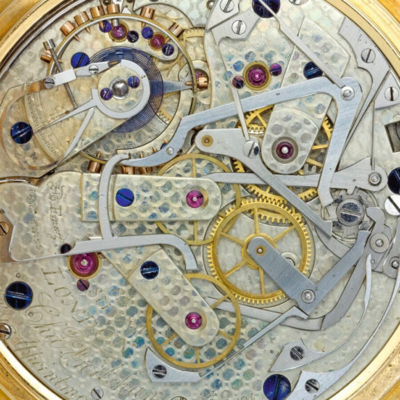 English gold minute repeater with chronograph Circa 1891 English gold minute repeater with chronograph Circa 1891