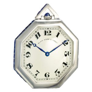 Swiss platinum and sapphire octagonal watch Circa 1915
