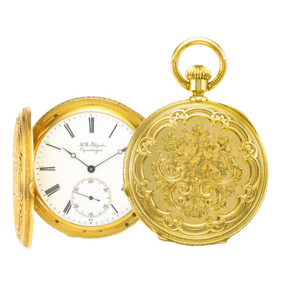 Danish 18k yellow gold lever hunting cased watch Circa 1910