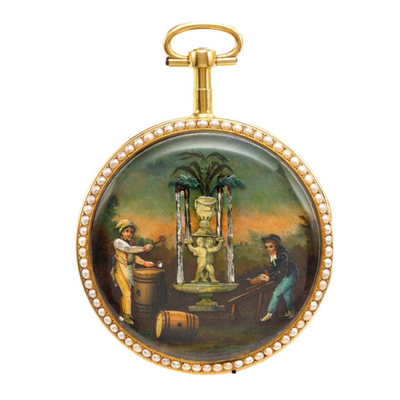 Unusual Swiss gold automaton pocket watch Circa 1810