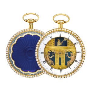 Swiss gold quarter repeating automaton watch Circa 1900
