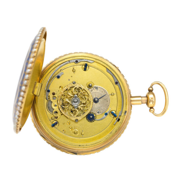 Swiss gold quarter repeating automaton watch Circa 1900 Swiss gold quarter repeating automaton watch Circa 1900