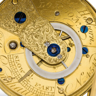 English gold, gilt-metal, enamel and pearl watch Circa 1800