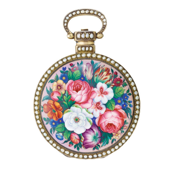 Swiss gilt, split pearl set watch for Chinese market Circa 1850