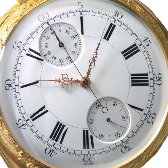 French 18K gold hunting cased minute repeating lever Circa 1880 French 18K gold hunting cased minute repeating lever Circa 1880