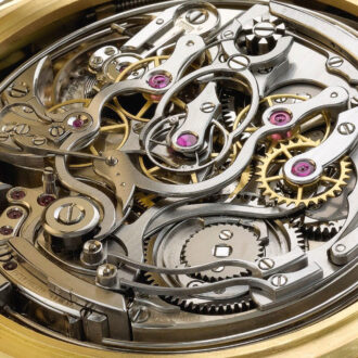 Unique massive Swiss gold complicated clock watch Circa 1993