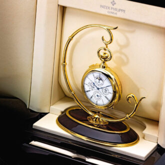 Unique massive Swiss gold complicated clock watch Circa 1993