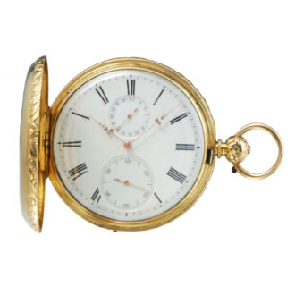 Swiss gold full hunter chronometer watch with date Circa 1870 Swiss gold full hunter chronometer watch with date Circa 1870