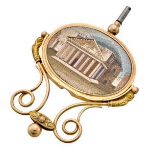 Large gold 18K watch key with micromosaic decoration Circa 1820