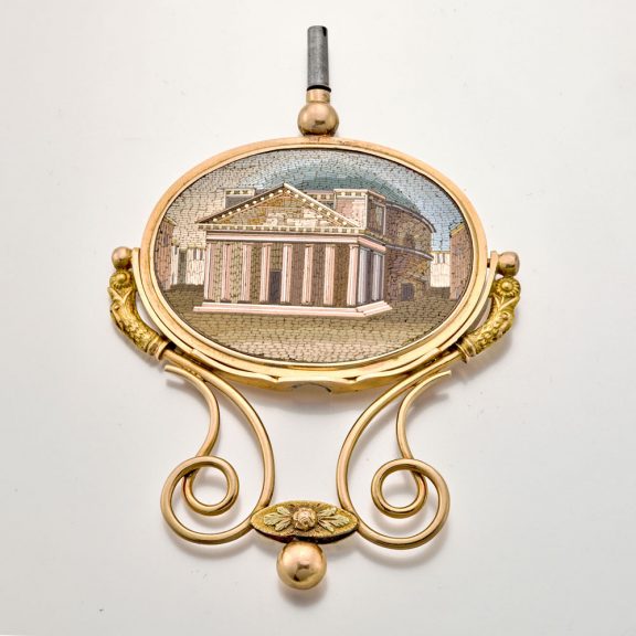 Large gold 18K watch key with micromosaic decoration Circa 1820 Large gold 18K watch key with micromosaic decoration Circa 1820