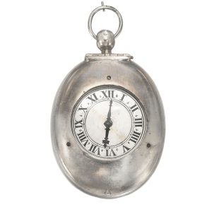 A rare silver oval puritan verge with protective case Circa 1635