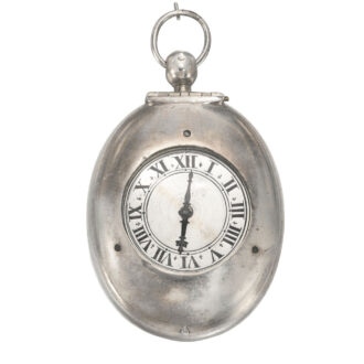 A rare silver oval puritan verge with protective case Circa 1635