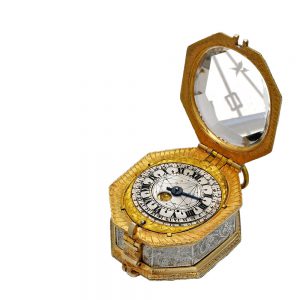Gilt-metal, silver and rock crystal octagonal watch Circa 1650