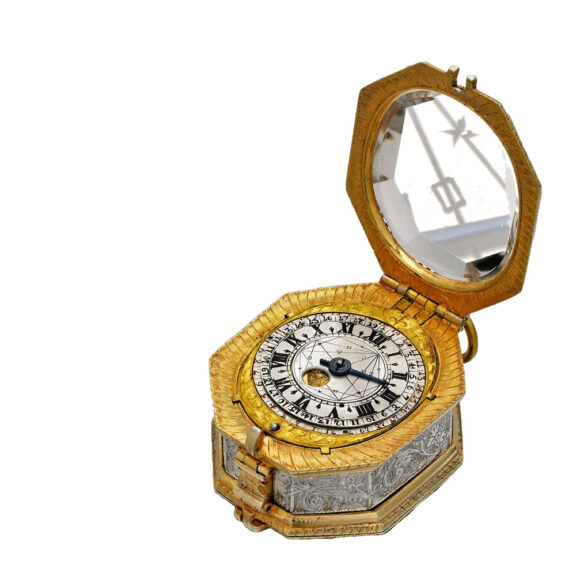 Gilt-metal, silver and rock crystal octagonal watch Circa 1650