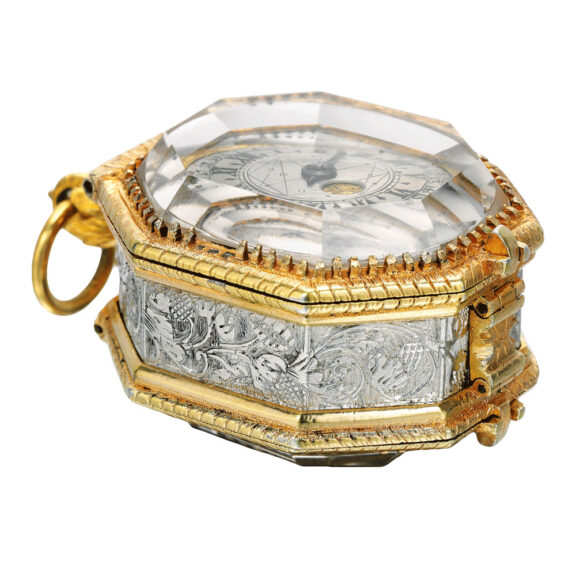 Gilt-metal, silver and rock crystal octagonal watch Circa 1650 Gilt-metal, silver and rock crystal octagonal watch Circa 1650
