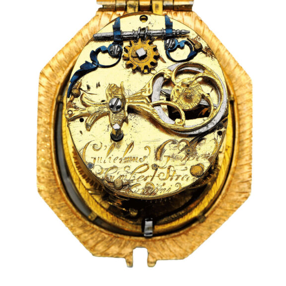Gilt-metal, silver and rock crystal octagonal watch Circa 1650 Gilt-metal, silver and rock crystal octagonal watch Circa 1650