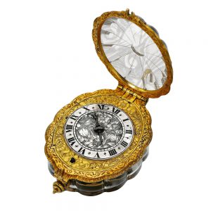 A English verge with scalloped edged rock crystal Circa 1650