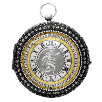 Silver watch with date and revolving central hour dial Circa 1670