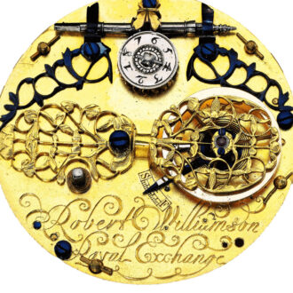 Silver watch with date and revolving central hour dial Circa 1670