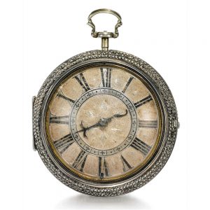 English silver and shagreen pair cased verge watch Circa 1680