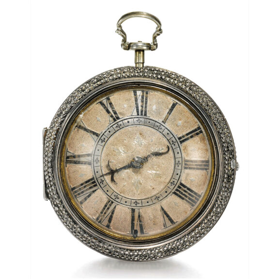 English silver and shagreen pair cased verge watch Circa 1680 English silver and shagreen pair cased verge watch Circa 1680