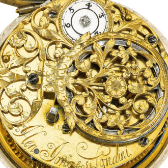 English silver and shagreen pair cased verge watch Circa 1680 English silver and shagreen pair cased verge watch Circa 1680