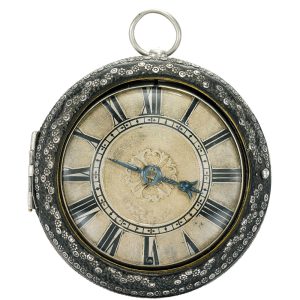 Rare English silver and shagreen verge pocket watch Circa 1670