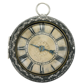 Rare English silver and shagreen verge pocket watch Circa 1670