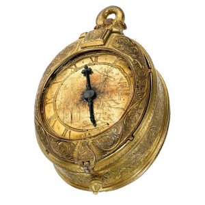 Early English gilt metal oval verge pocket watch Circa 1615