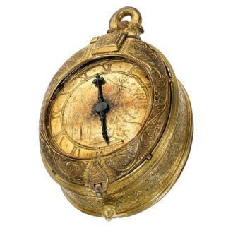 Early English gilt metal oval verge pocket watch Circa 1615