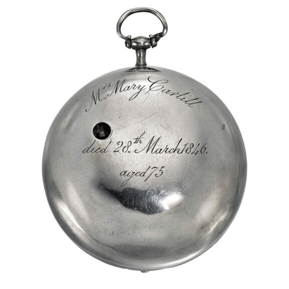 An unusual silver verge watch with mock pendulum Circa 1700 An unusual silver verge watch with mock pendulum Circa 1700