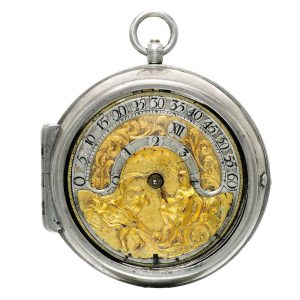 An English rare silver wandering hour verge watch Circa 1707