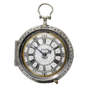 A rare silver quarter repeating verge with puls piece Circa 1710