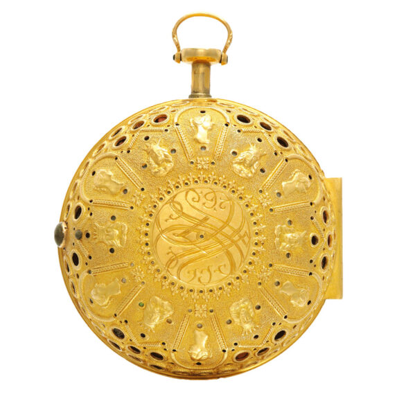 A superb English gold quarter repeating verge Circa 1712 A superb English gold quarter repeating verge Circa 1712
