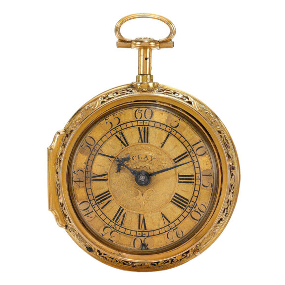 An English gold quarter repeating repousse verge Circa 1724 An English gold quarter repeating repousse verge Circa 1724