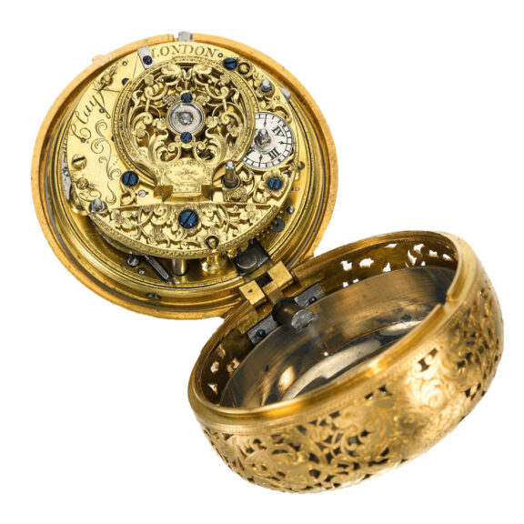 An English gold quarter repeating repousse verge Circa 1724 An English gold quarter repeating repousse verge Circa 1724