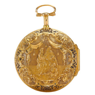 An English gold quarter repeating repousse verge Circa 1724 An English gold quarter repeating repousse verge Circa 1724