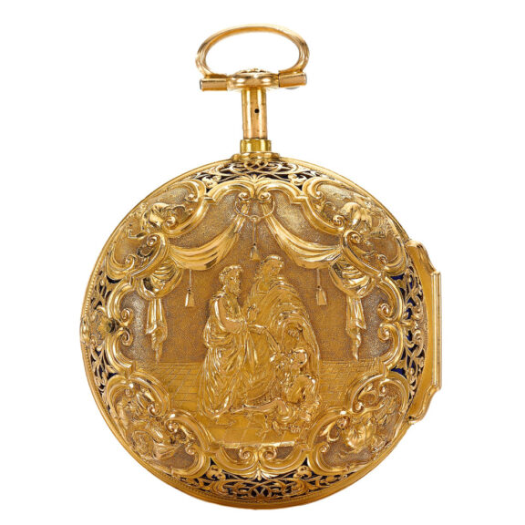 An English gold quarter repeating repousse verge Circa 1724 An English gold quarter repeating repousse verge Circa 1724